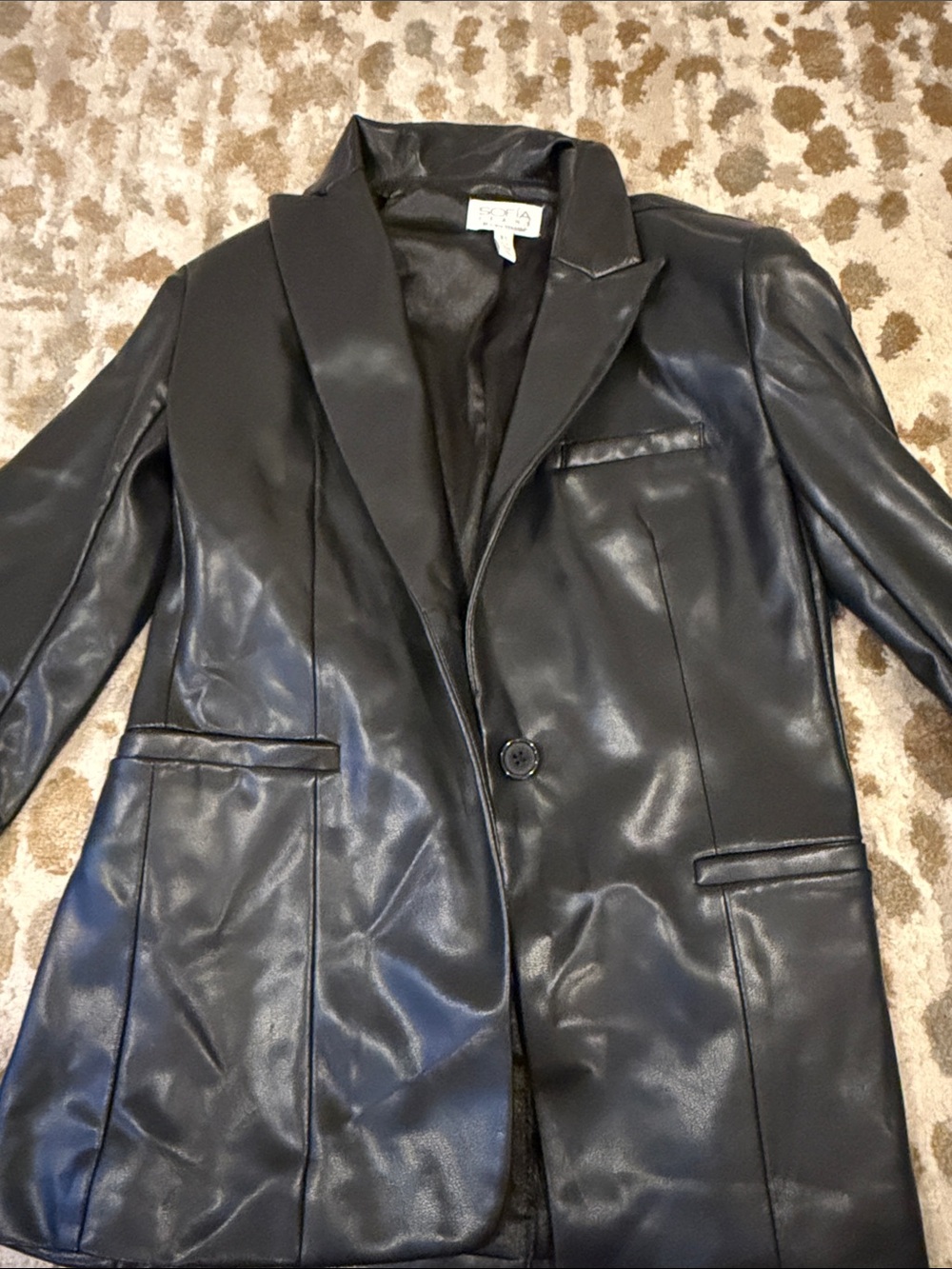 sofia by sofia vergara Black Faux Leather Blazer Jacket